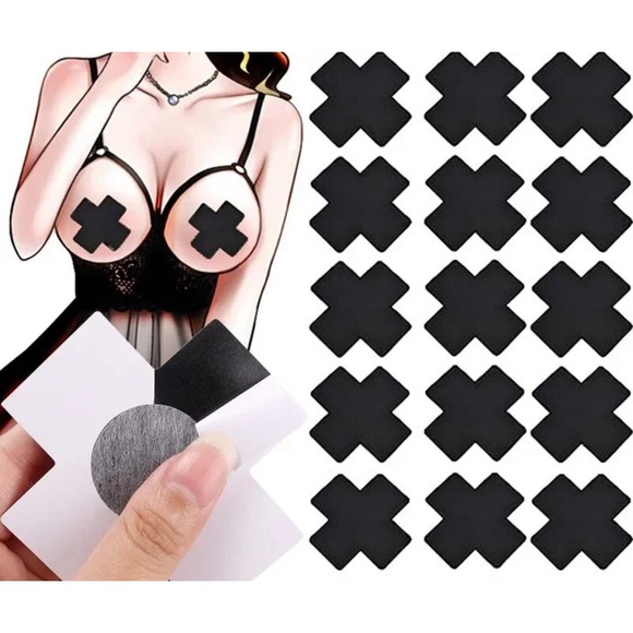Black X Nipple Cover Pasties Set! - Picture 3 of 6